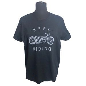 Motorcycle Keep Riders Riding Black Shirt Sz L